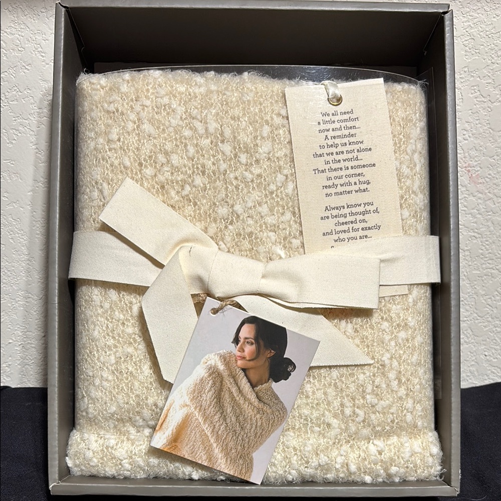 Demdaco Cream Cozy Knit Throw